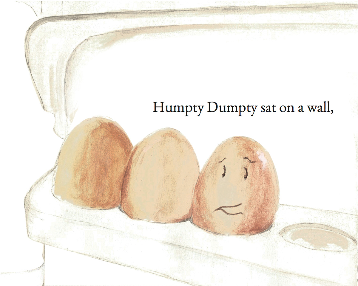 watercolor humpty dumpty egg Pan hand sunny side up nursery rhyme