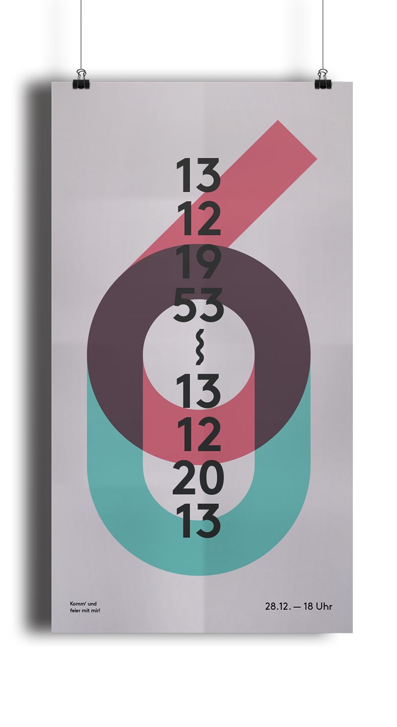 Birthday SIXTY Retro Invitation poster celebrate number Geometrical logo