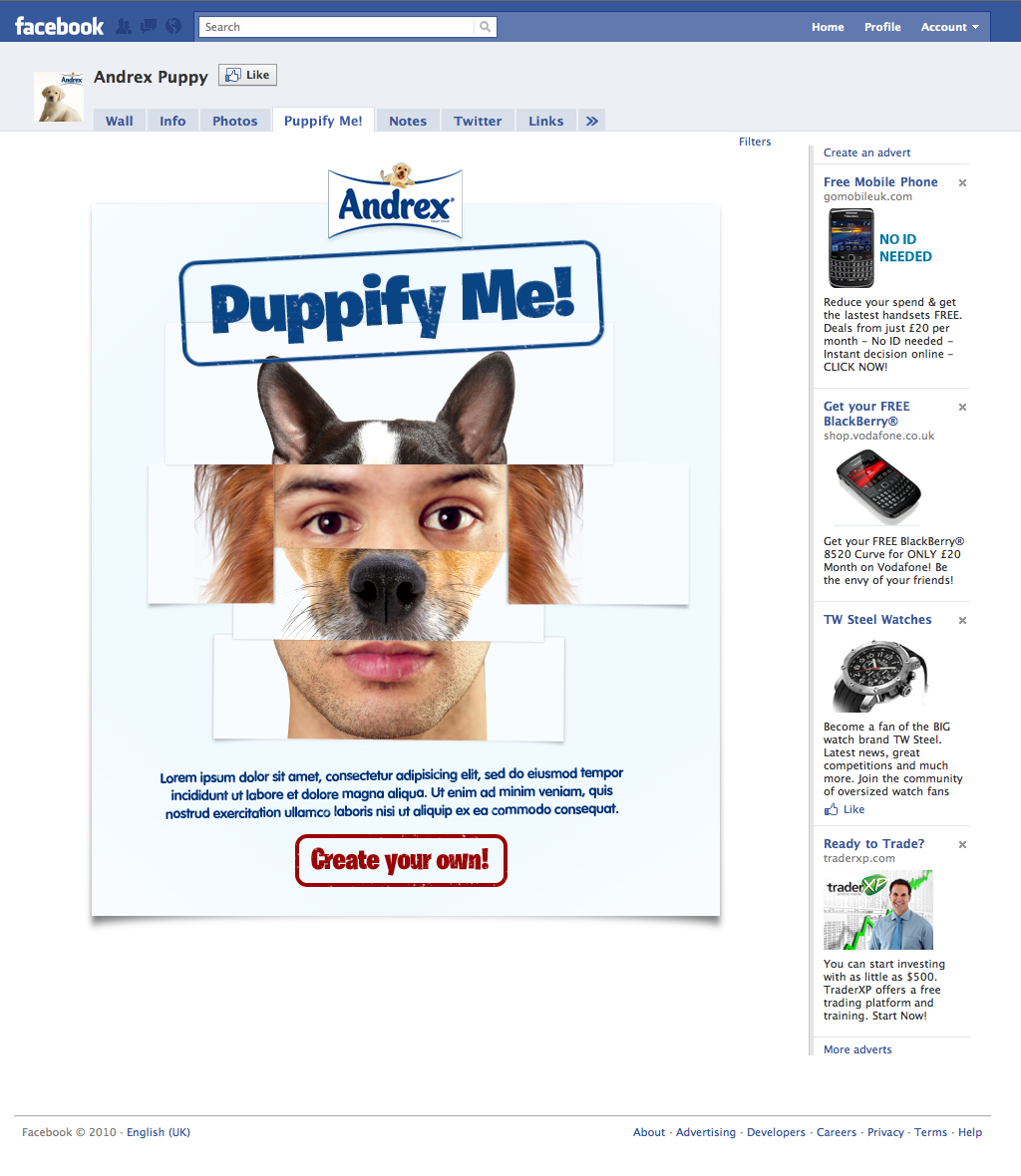 Andrex puppy application app stink digital face-recognition