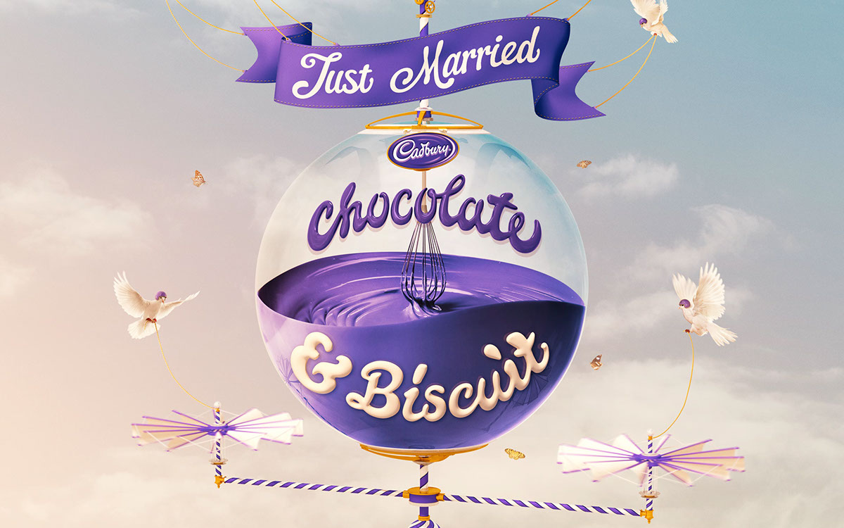 Cadbury chocolate biscuit fingers machine balloon Flying air dove design