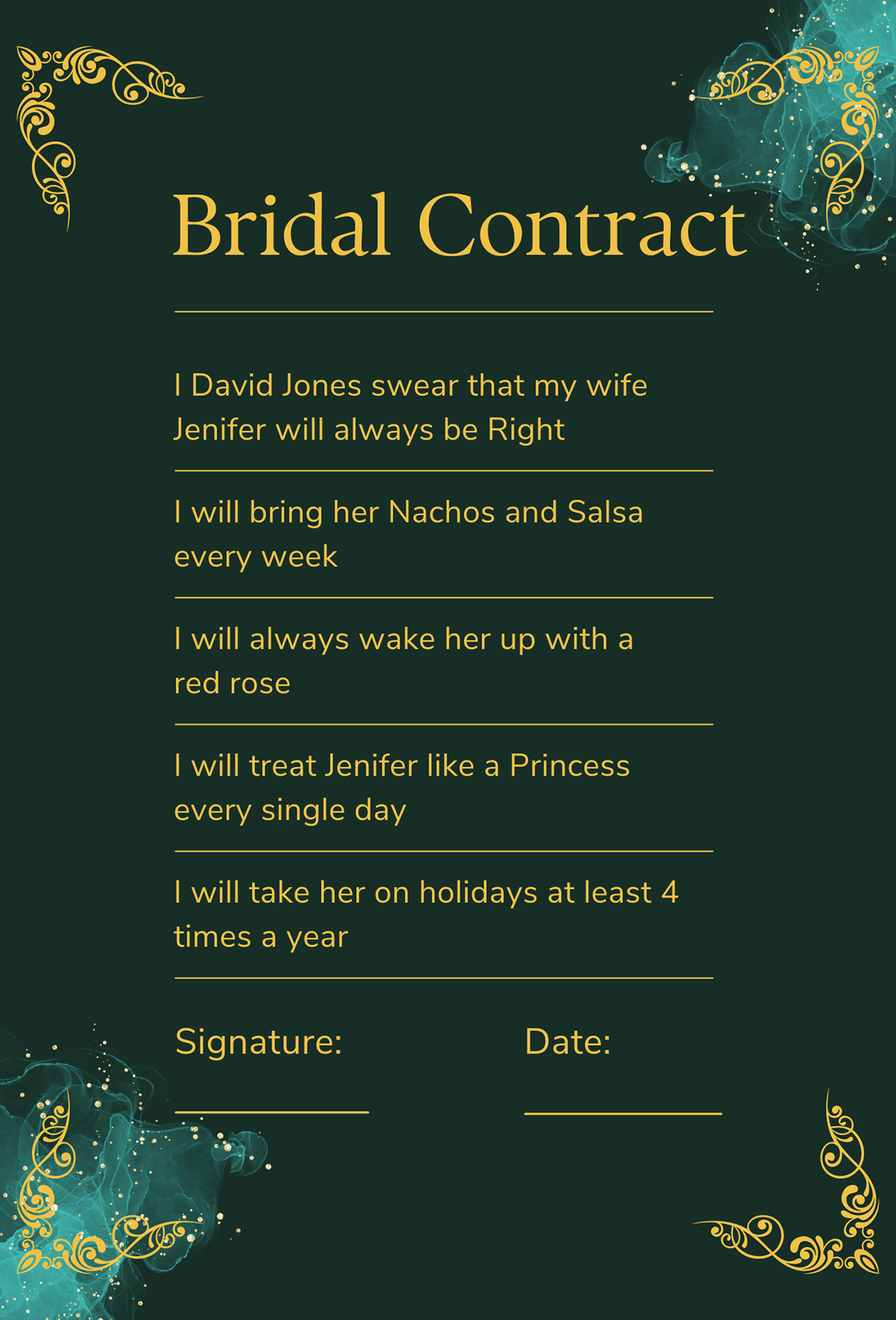 bridal contract