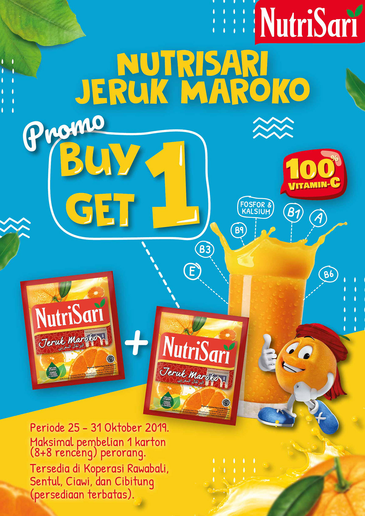 branding  Advertising  NutriSari yellow blue new Launching variant orange juice