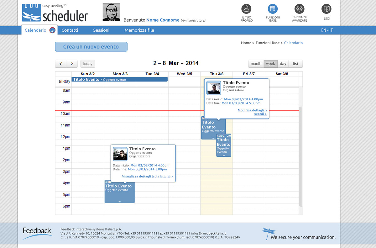 Scheduler calendar meeting Events organizer Web