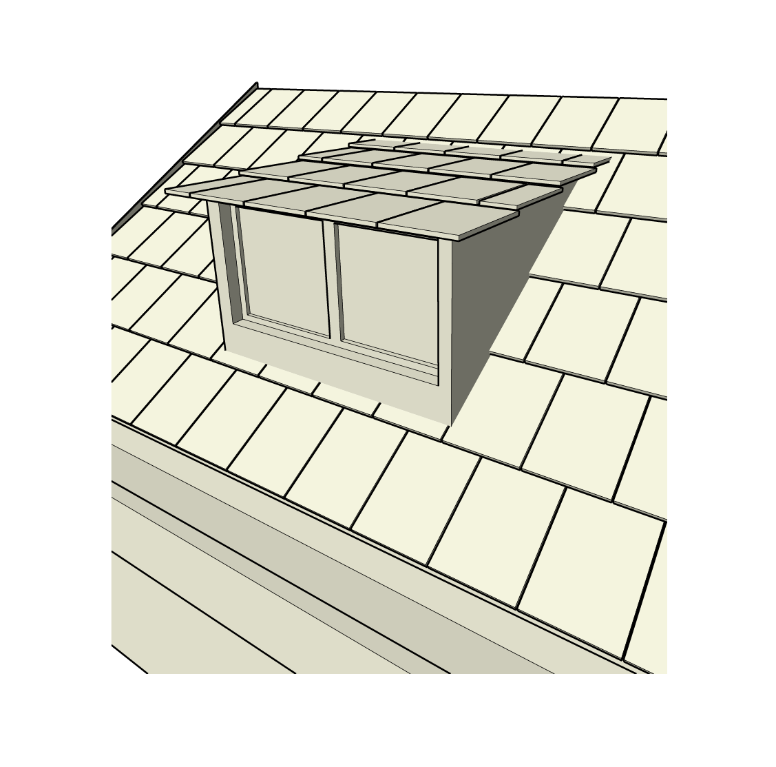 building technical materials roof chimney tiles 3D SketchUP tape gutter modelling