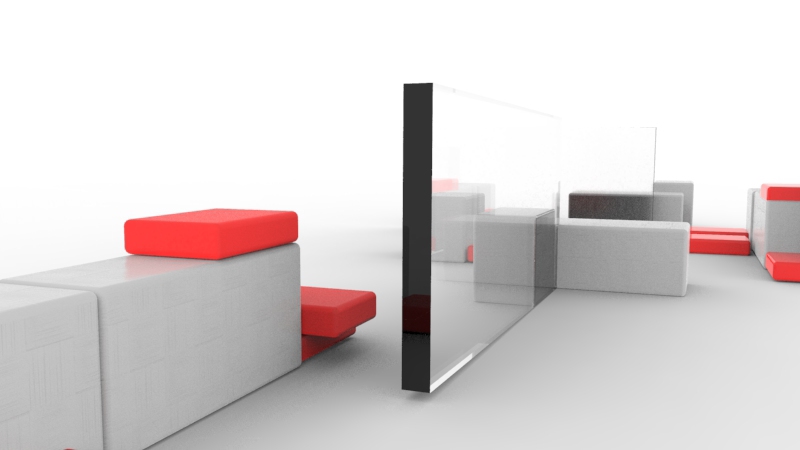 modular red furniture system Health design playfull waiting room divide block