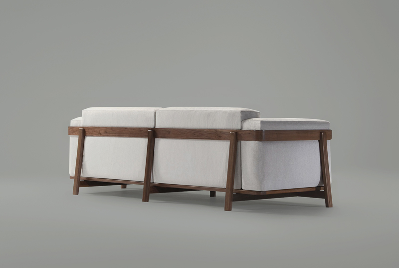 furniture walnut unpholstered woodstructure sofa