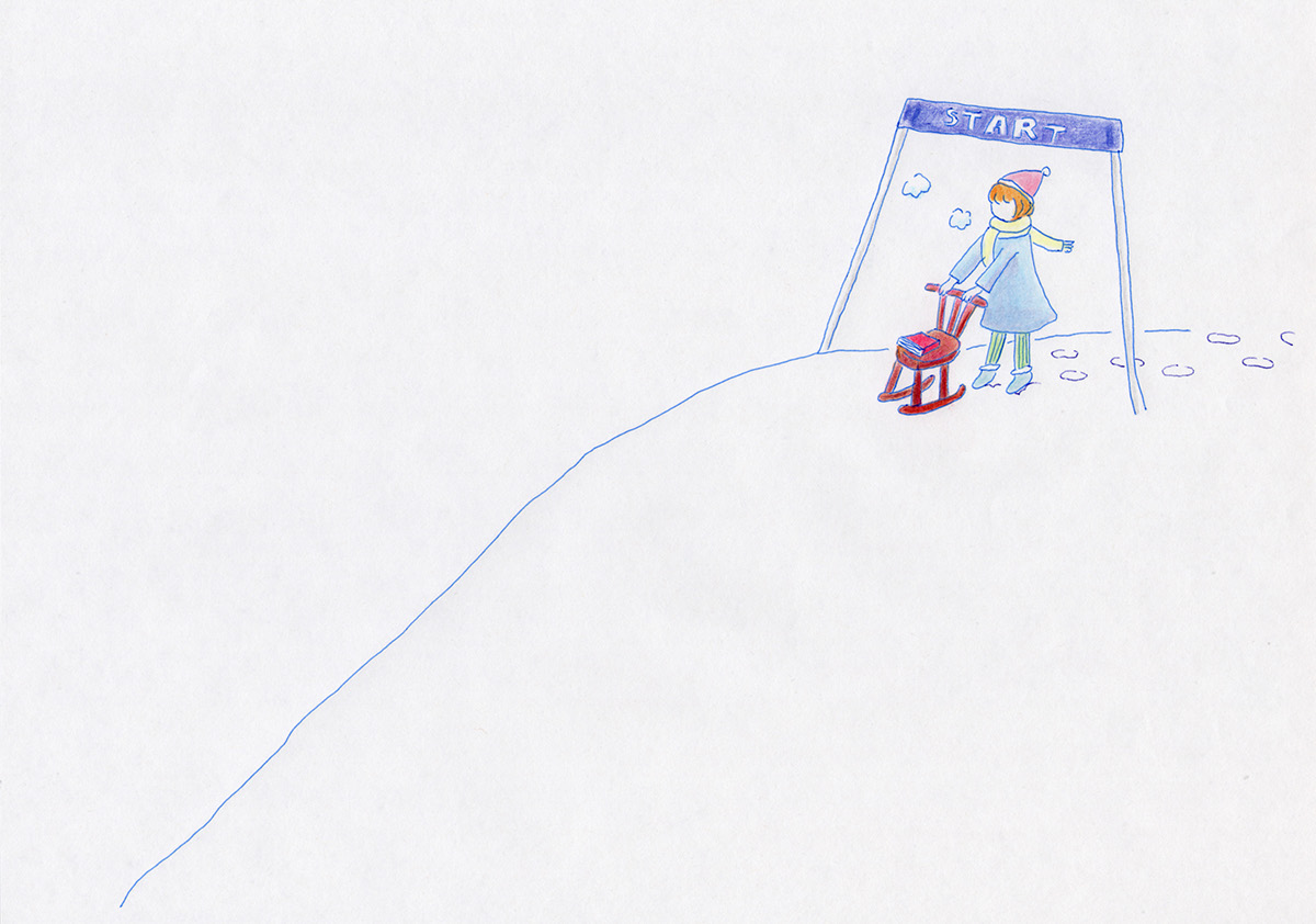 story illustlation girl winter summer fancy play comic snow bed