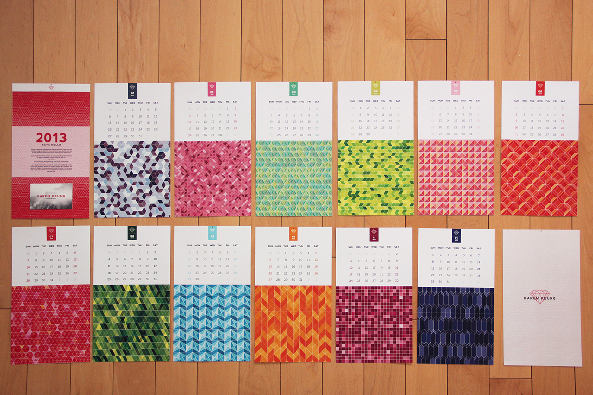 Self Promotion calendar geometric Colourful  pattern shapes