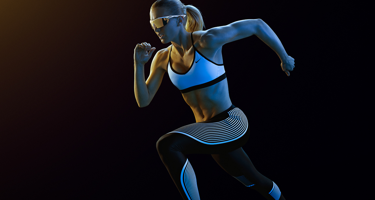 Nike vision Spot sport action athlete running glow light portraits portrait athletes Sunglasses Sun glasses