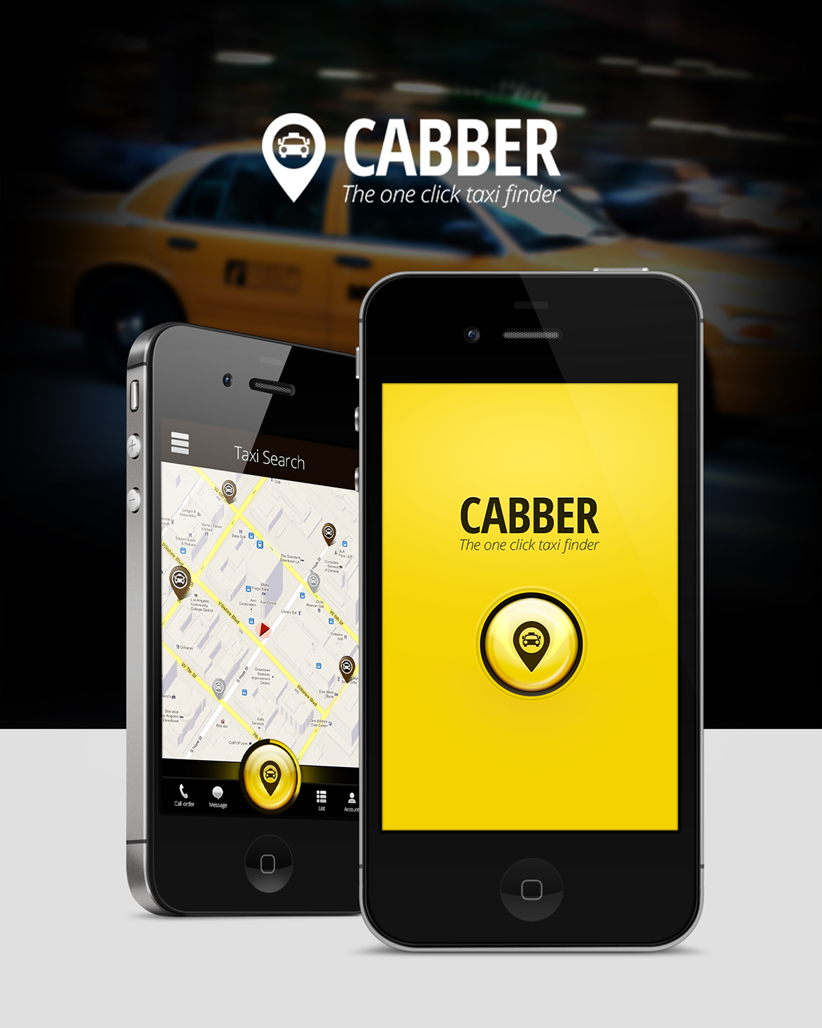 mobile app phone taxi logo yellow cab UI iphone Website Webdesign