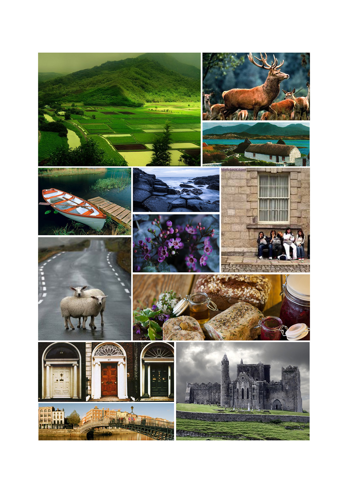 Ireland travel poster colours only no text  Landscape no lines moddboard colour palette colour exploration.