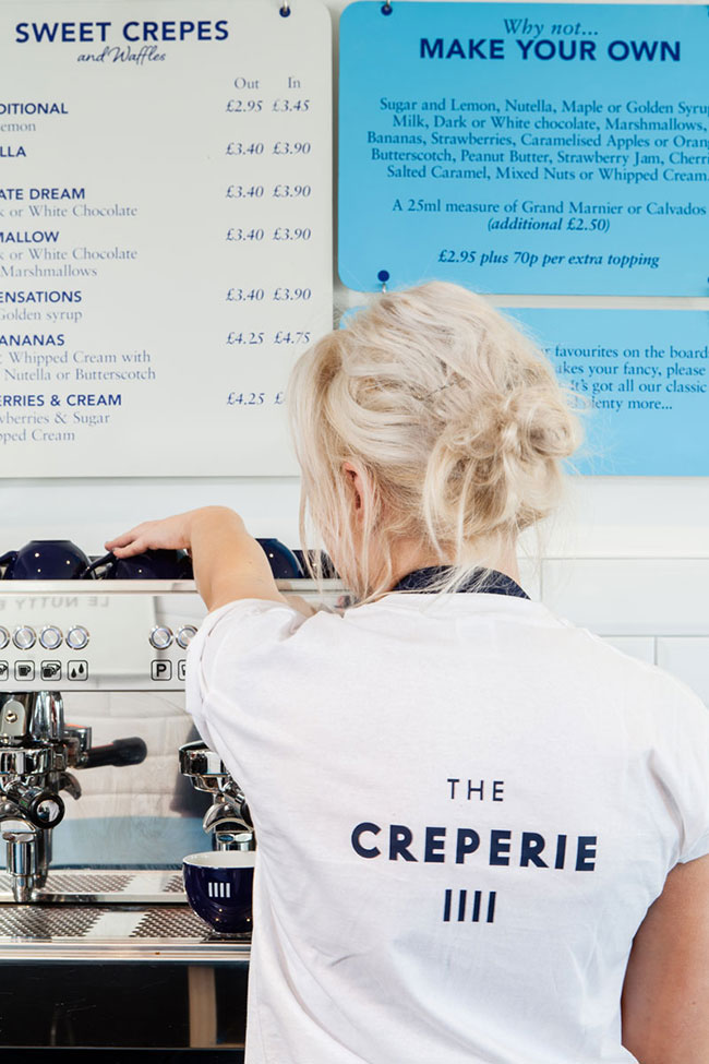 The Creperie restaurant creperie Food  French english stripes logo cafe
