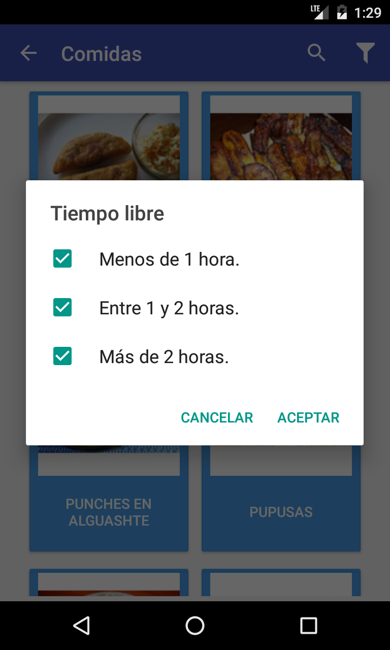 comida El Salvador android moviles mobile development material design typical dishes