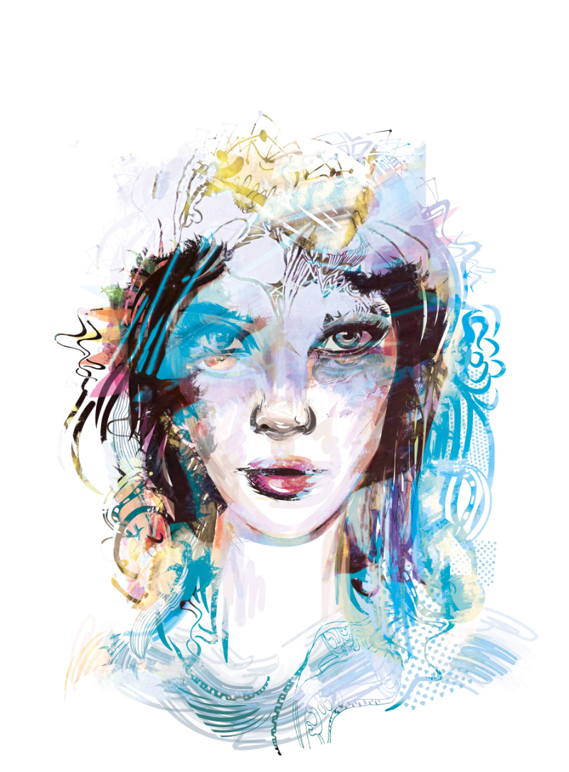 girl digital illustration T-Shirt Design art draw floral watercolor vector beauty the cotery Tank design eye portraits mystery