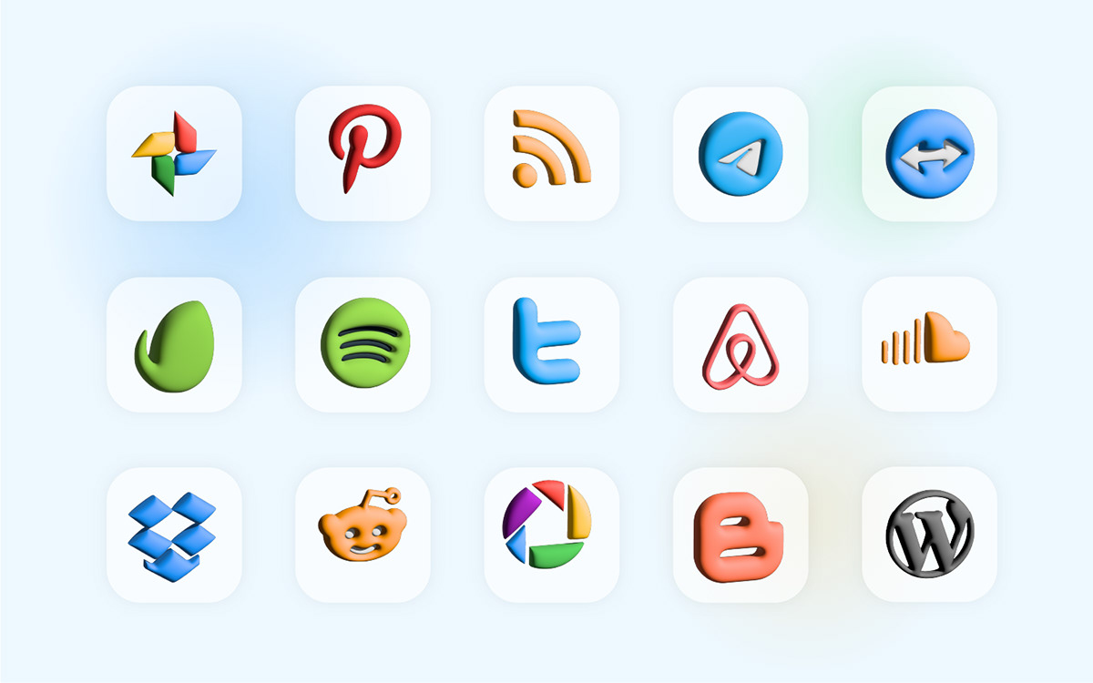 3d illustration pack defocs free icons illsutration media social network Social Network Icons vector