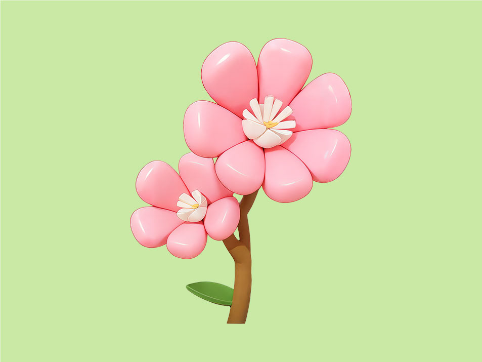 flower Icon ILLUSTRATION  Drawing  rose sakura spring Cherry Blossom pink 3D