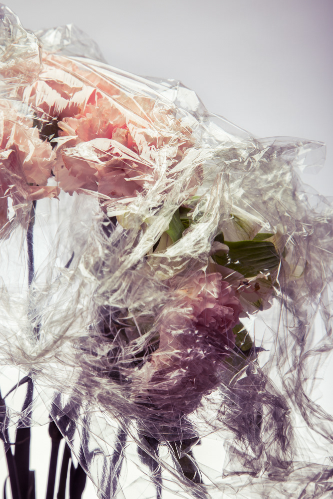 Flowers plastic Wrap Smothered suffocated Nature pink wood texture light dark abstract SCAD Project studio