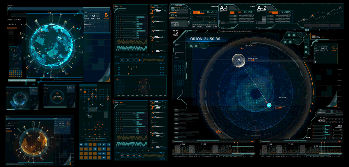 UI UIX GUI motion design graph graphic design  Interface Space  cinema4d after effects