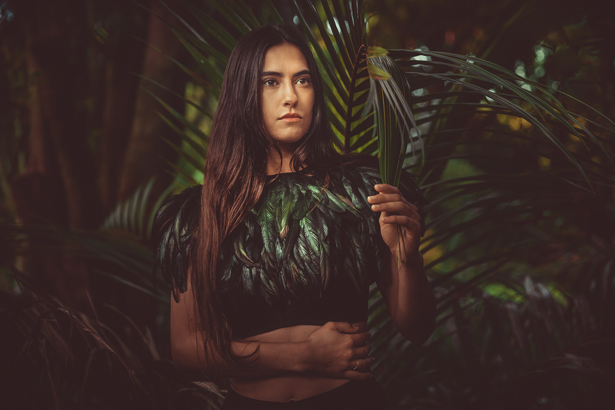 New Zealand portrait Photography  Nature outdoors art direction  green model forest glamour