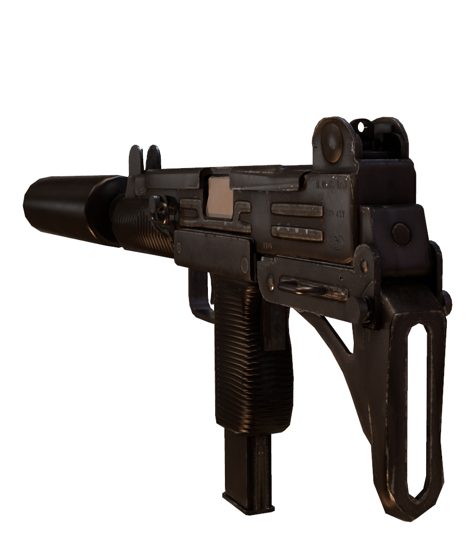 3D Gun gameart gamedevelopment machine Weapon pistol Render 3dsmax Marmoset Zbrush photoshop