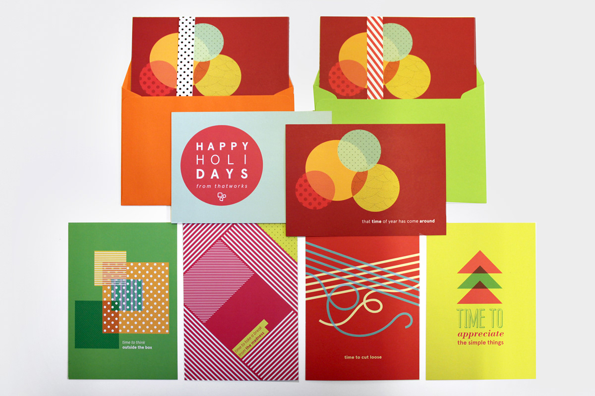 holiday cards  greeting cards christmas cards postcard design Clever Copy Bold Colours Shapes and Colour