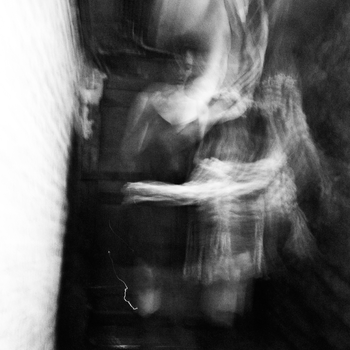 woman ghost bw blur