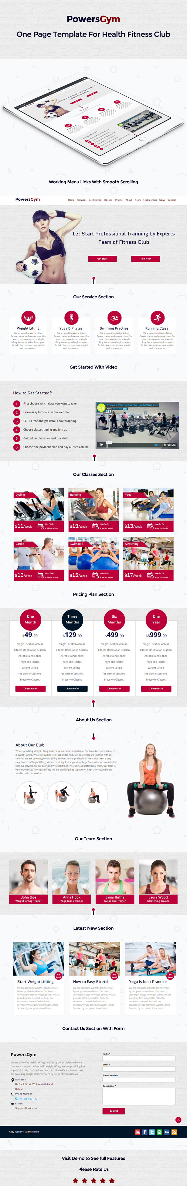 gym template PSD Design one page health fitness club youga Yoga running swimming latest design One Page Responsive yoga designs gym fitness