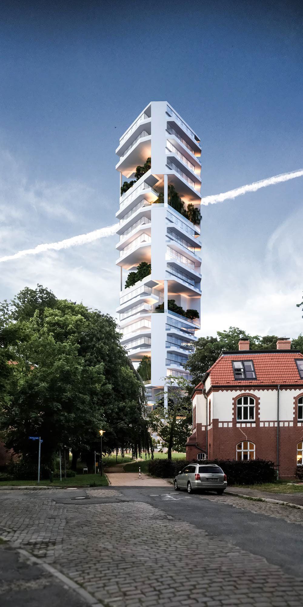 hamburg lichtecht tower skyline highrise 3d Visualisation vray