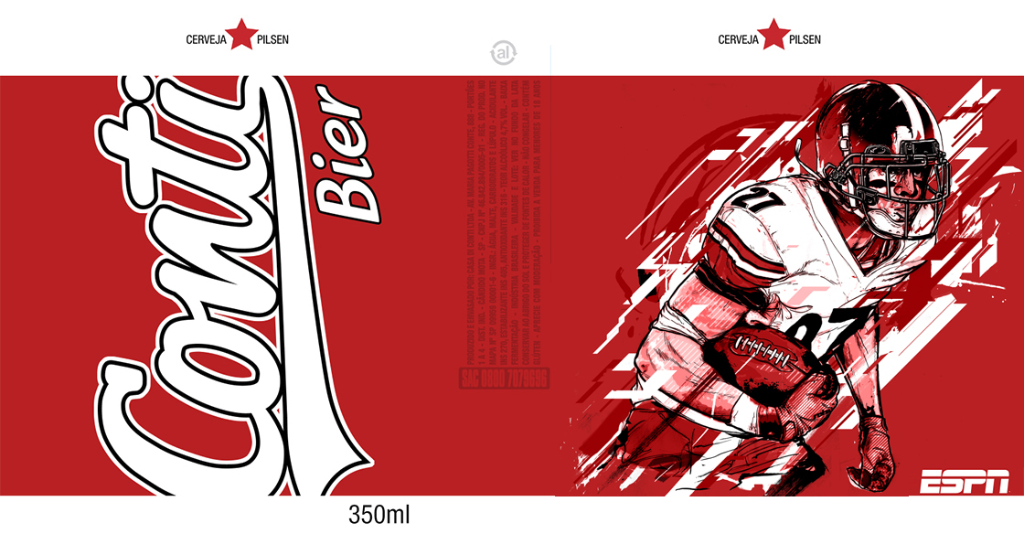super bowl nfl football beer Bier conti WMcCann Ilustração Davi Augusto davi augusto ilustrador lata embalagem Cerveja