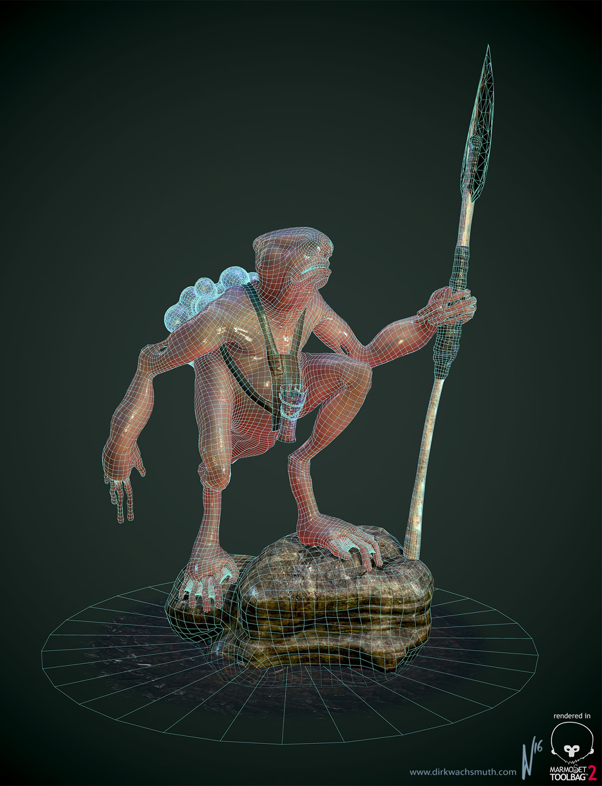 Zbrush troglobite Troglodyte sculpture Character creature realtime 3D gameart concept art