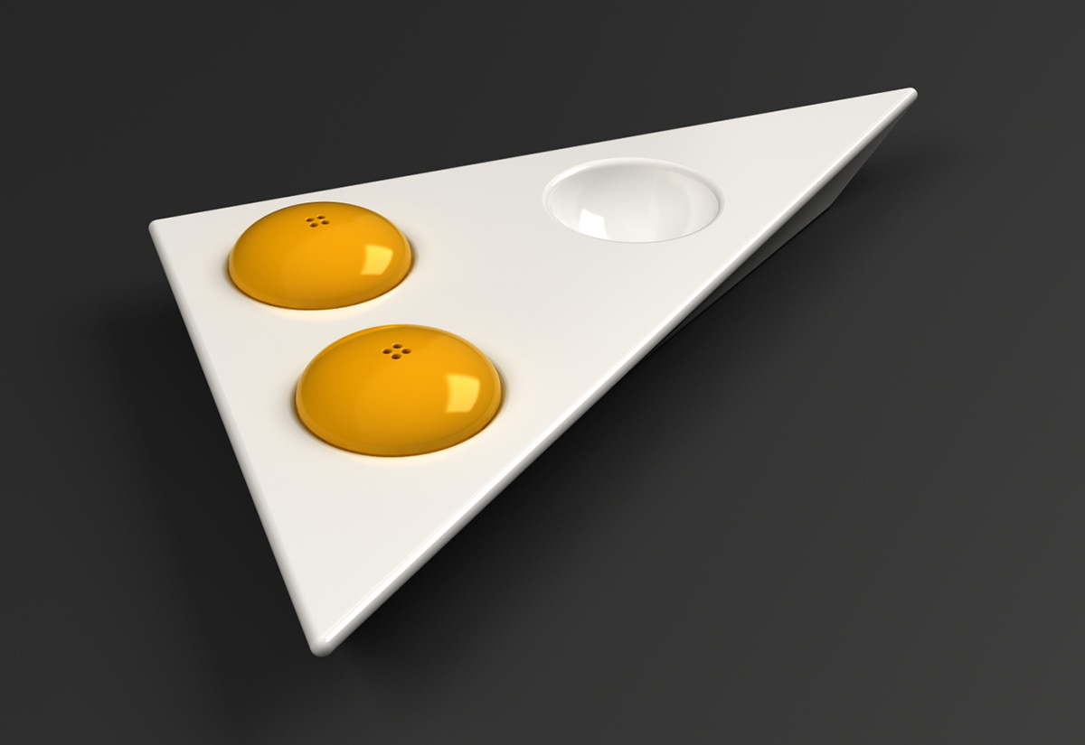 White  yellow  egg Salt  pepper egg holder porcelain  ceramic Love  triangle  breakfast  kitchen tableware