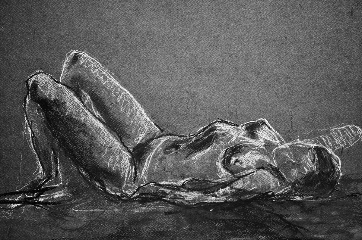 drawings art naked body chalck Technique pencil sketch