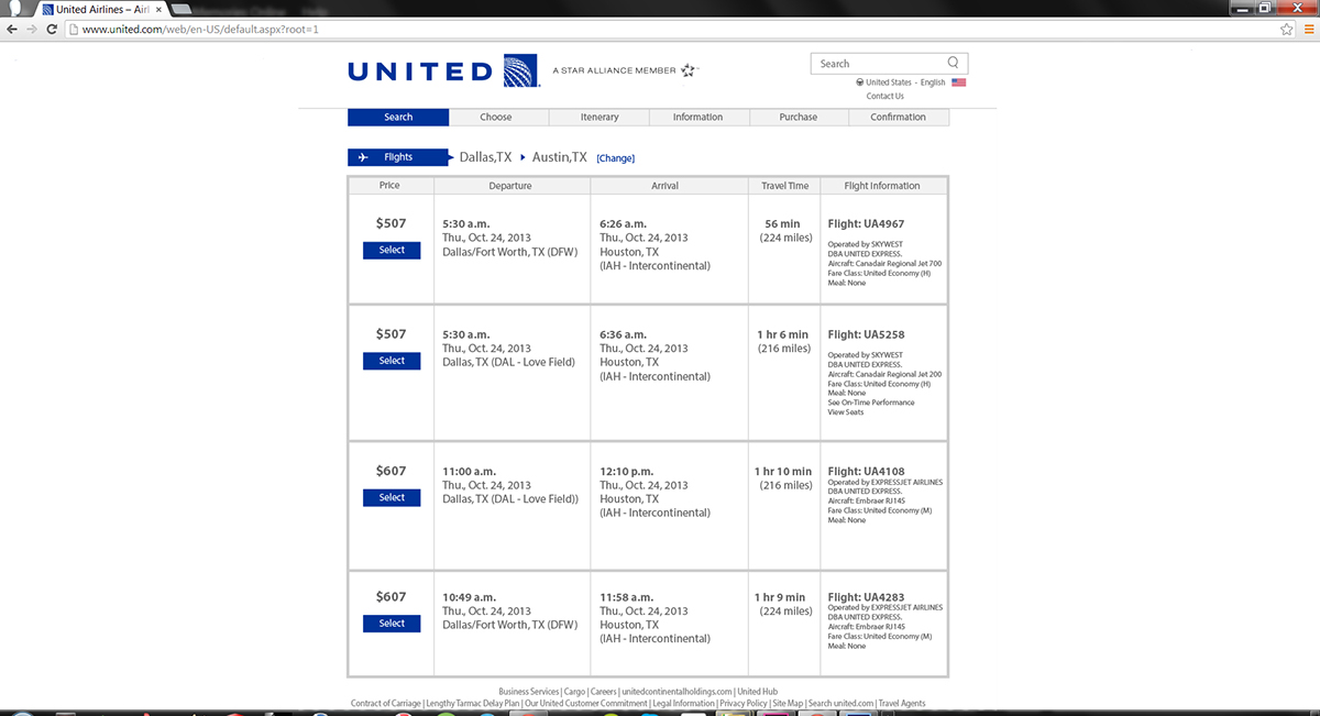 Time Challenge United Airlines ui design UX design visual design redesign wireframing interface design