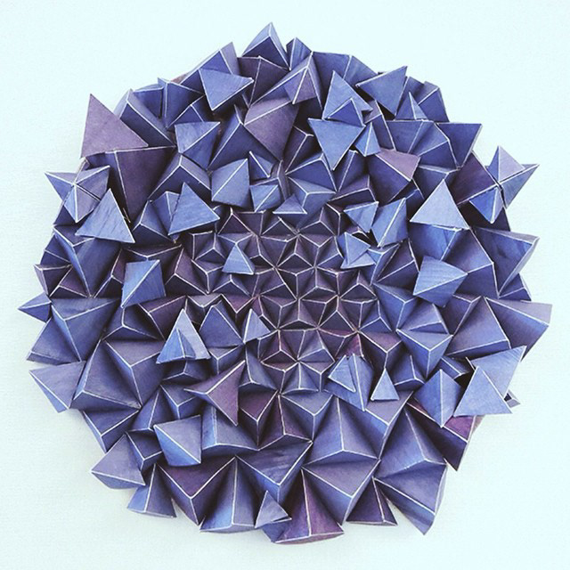 paper art sculpture paint purple stone amethyst triangle canvas round