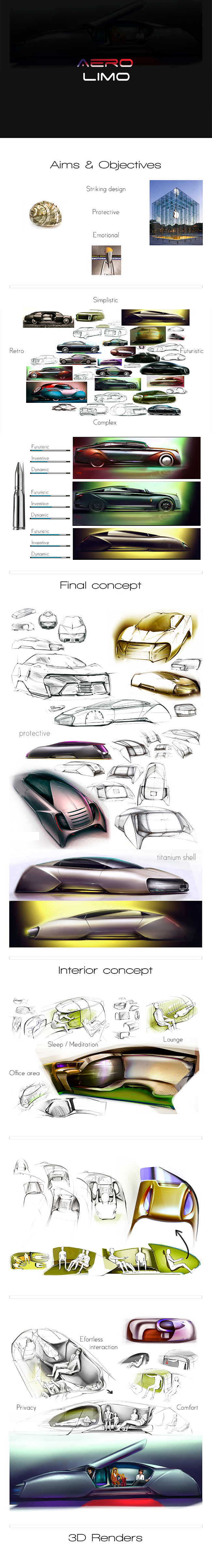 aero  limousine  Ultra luxury  degree project  Coventry University  Laurentiu Bradea  designlaur  Renders sketches 3D