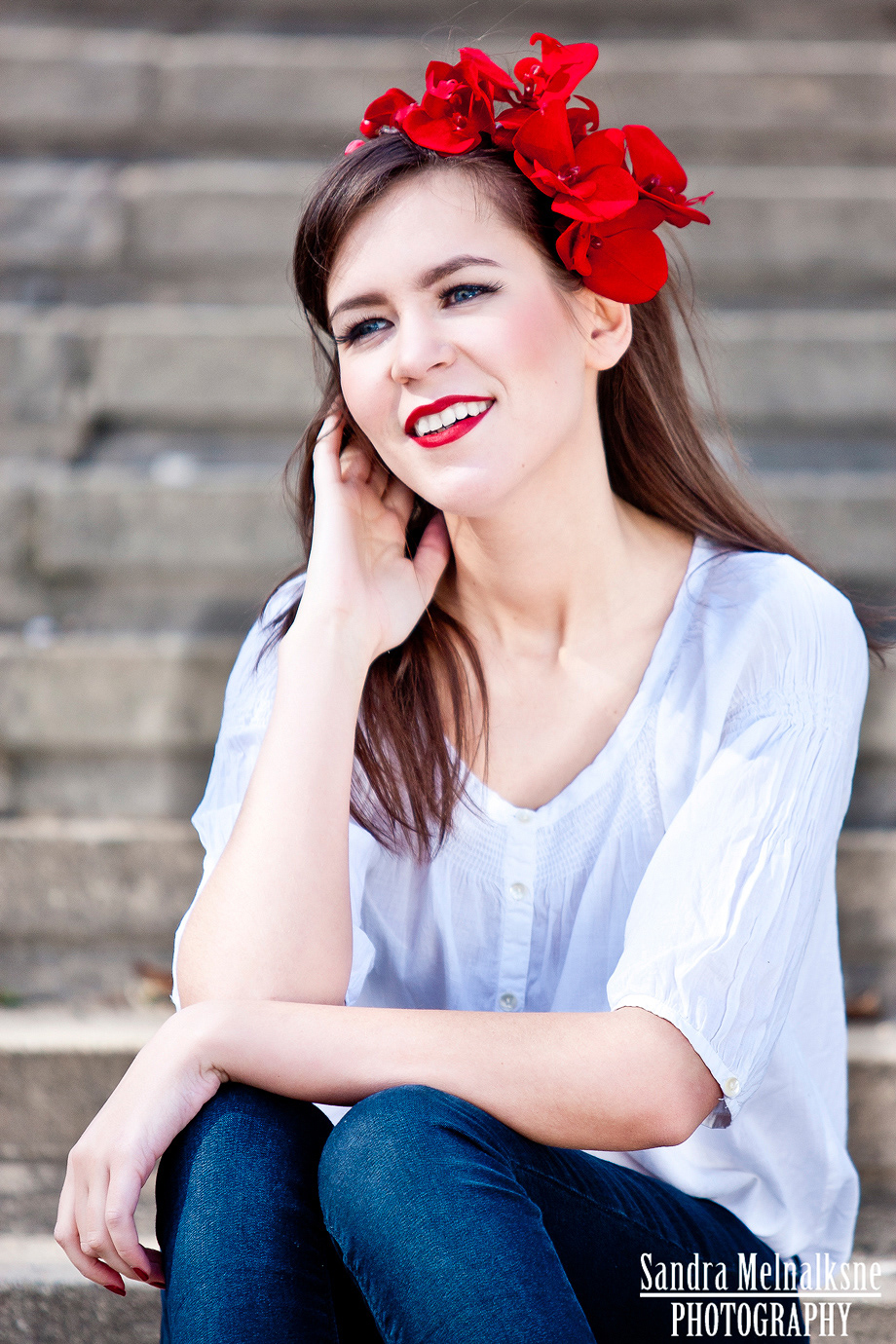 red orchid  red  white portrait smile red lips photo spring flower