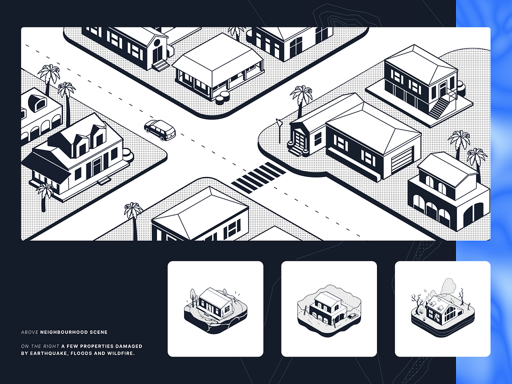 ILLUSTRATION  3D architecture building home property flood Illustrator digital illustration Blueprint