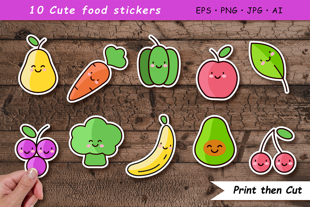Cute Food Printable Stickers :: Behance