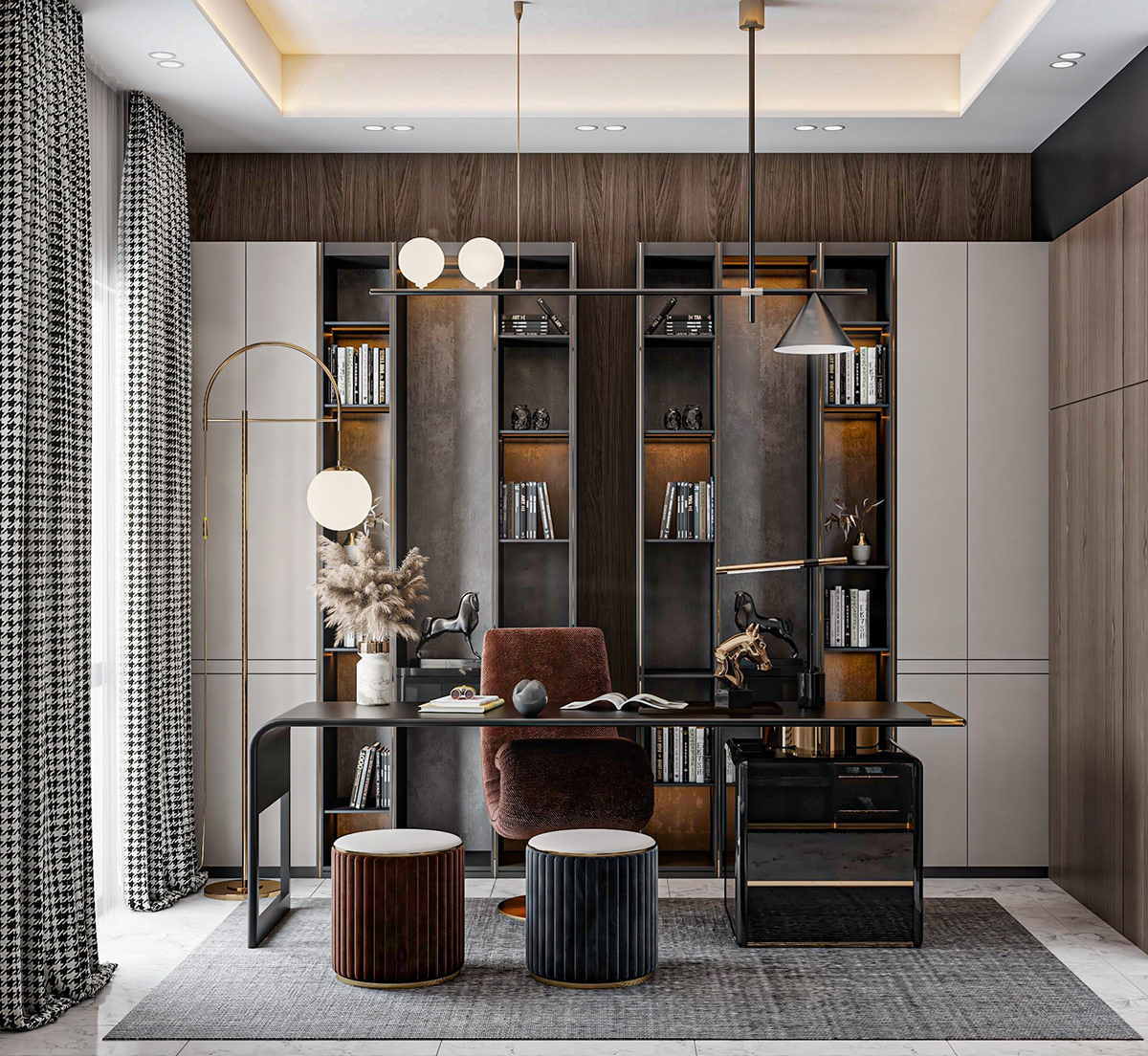 archi dark design Interior KSA luxury men modern Office