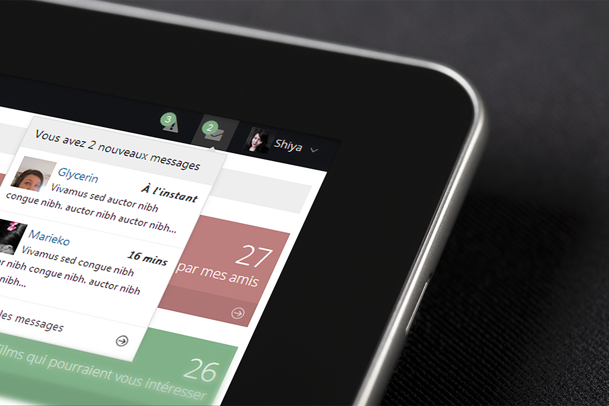 application UI app mobile tablet Cinema pink dashboard