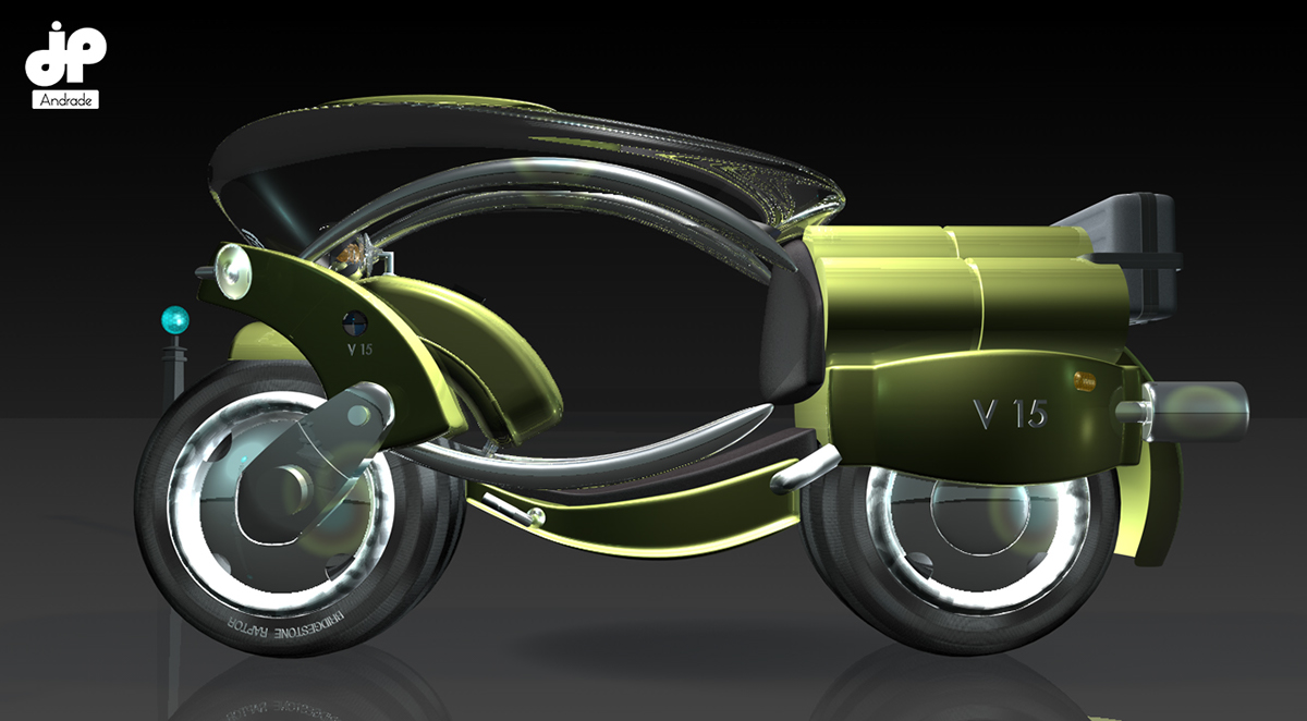 motocicleta militar BMW futurista 3D cinema4d