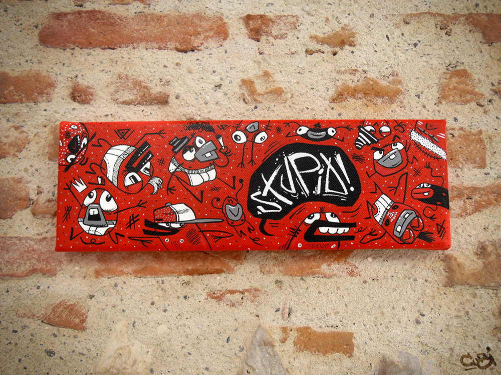 red monsters cute cute monster Street Urban French Artist French canvas spray Character graffiti art