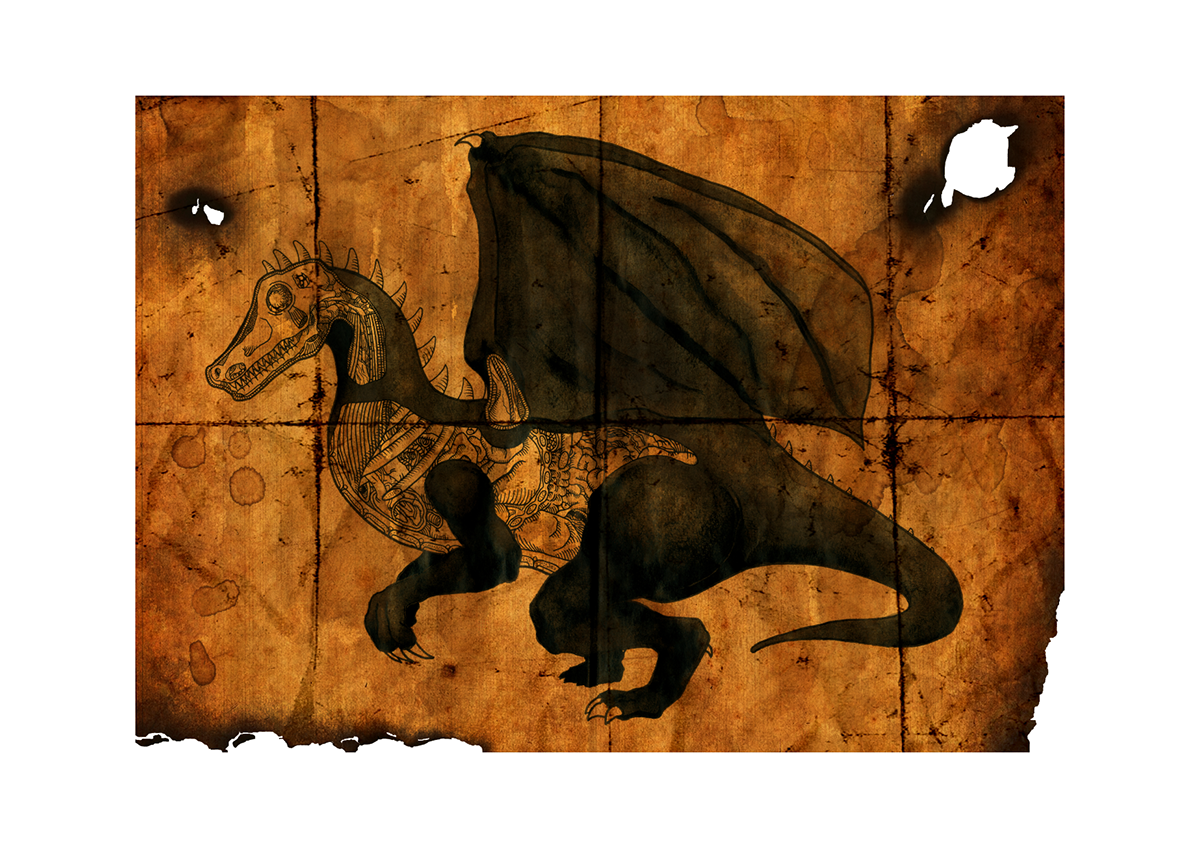 art watercolour gouache design fire paper medieval vintage old draw scientific beast imagination animal