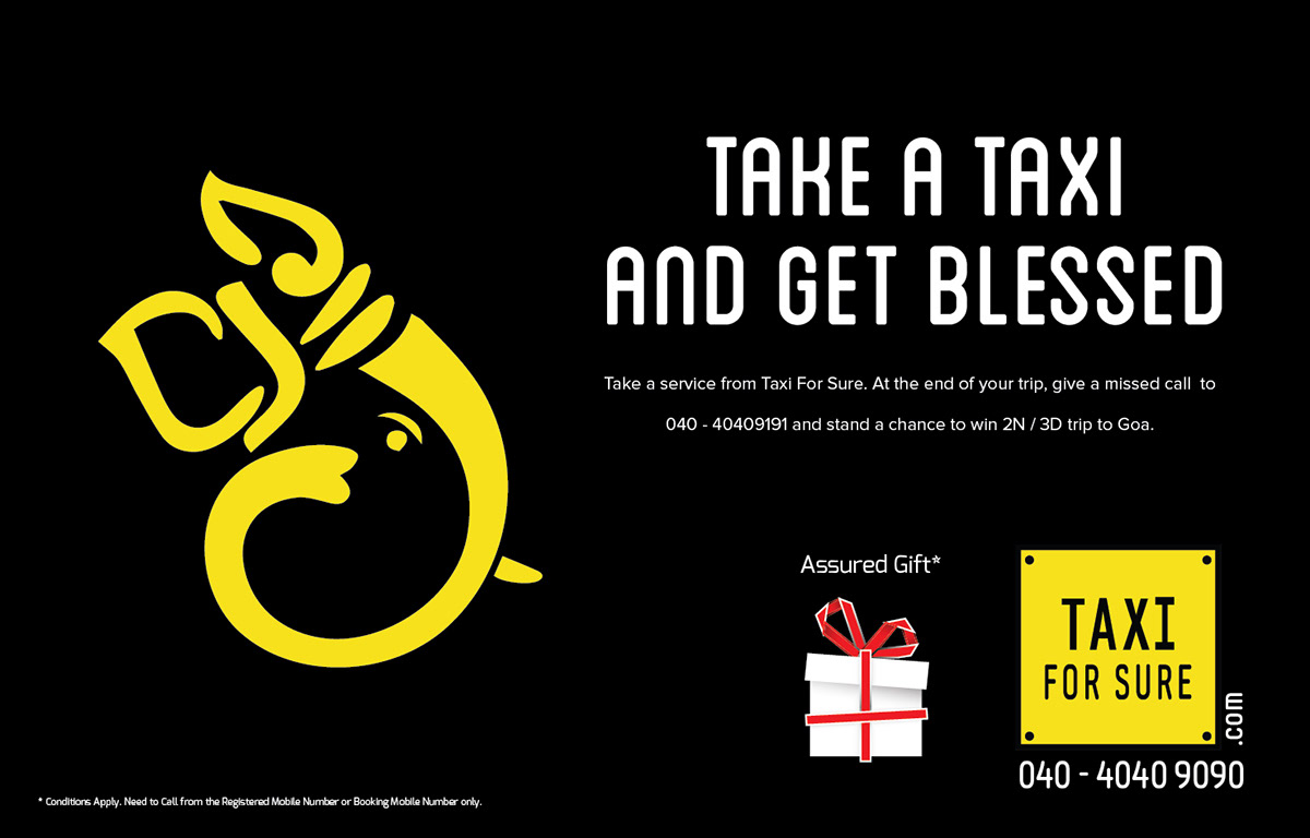 taxiforsure campaign ganesha festival atl Btl India taxi cab Hyderabad