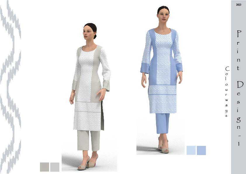 cad Clo3d Clo3D virtual fashion Clo3D virtual garment clo3ddesigner ikkatprints printdesign textile design  womensfashions WOMENSKURTA