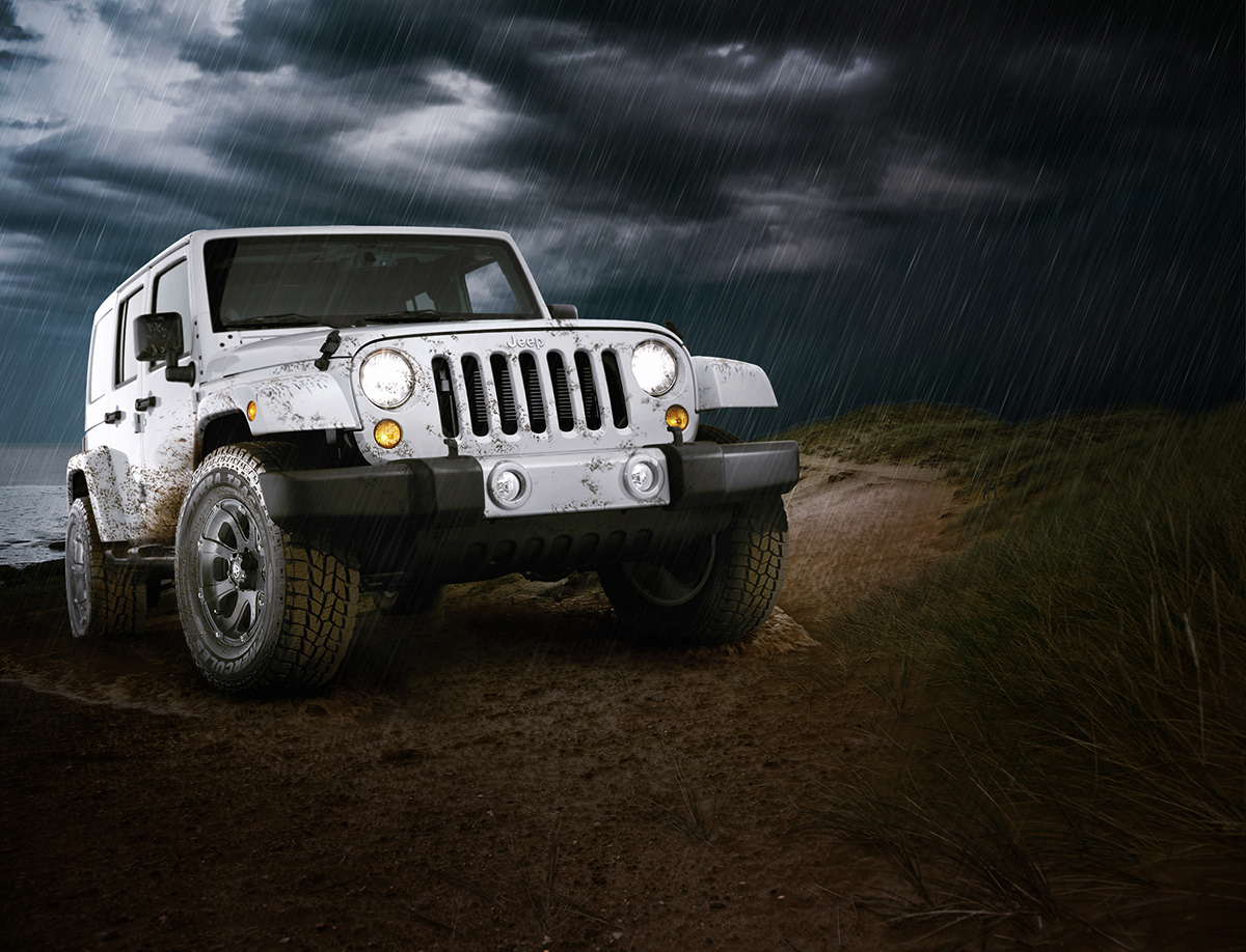 tires  jeep  automotive  cars  landscape  Environment  rain  storm  mud  Beach  photo retouch  photo manipulation