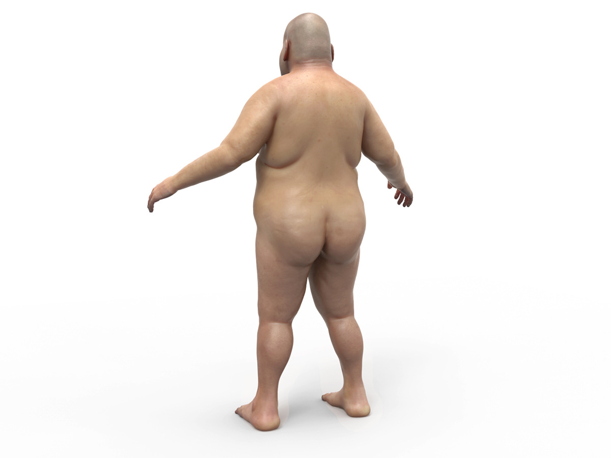 human realistic fat big man Sculpt Render texturing