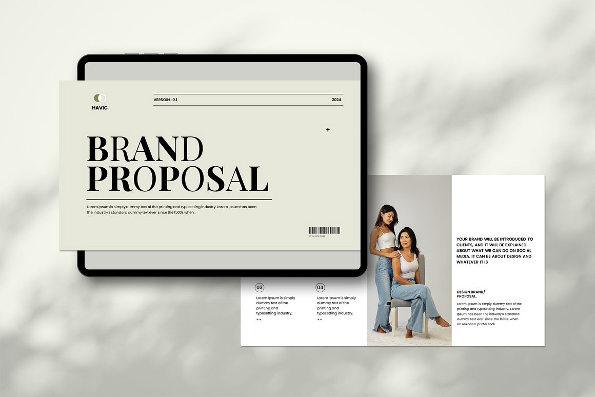 brand Proposal template presentation Powerpoint packages Work  Goals voice mission