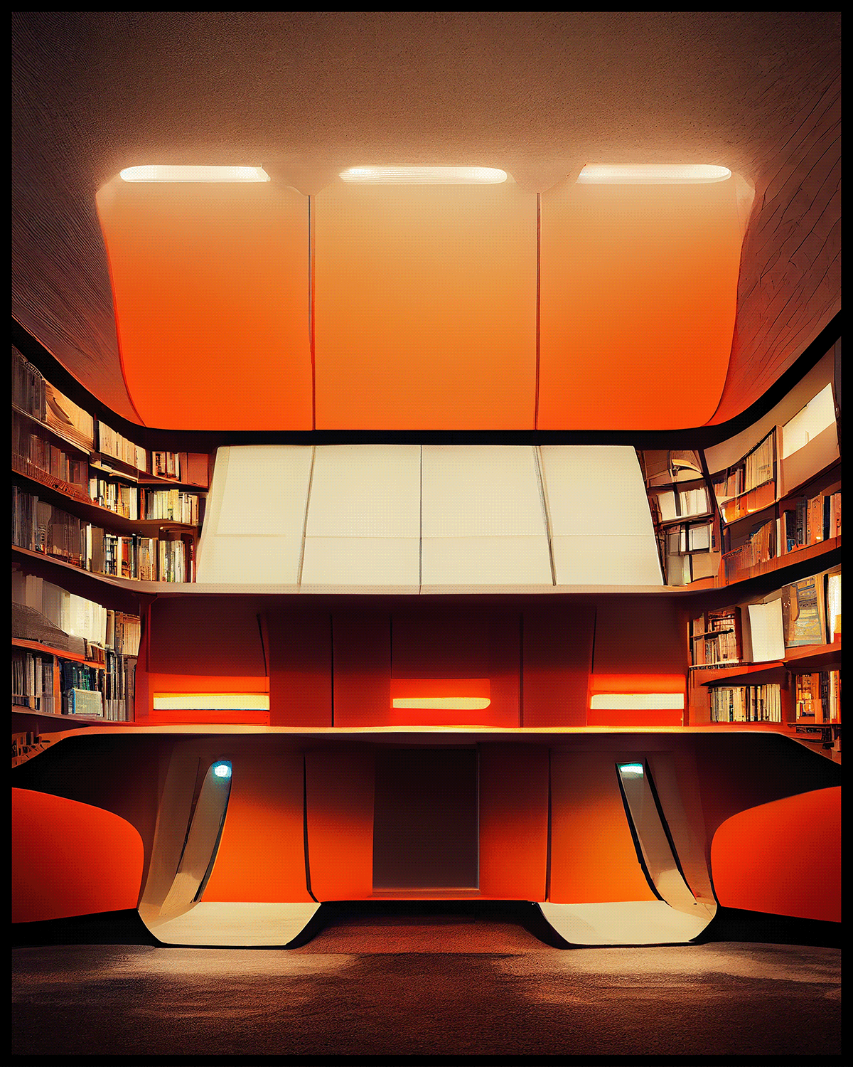 architecture Corbusier Digital Art  futuristic graphic design  indoor interior design  library postmodern Retro