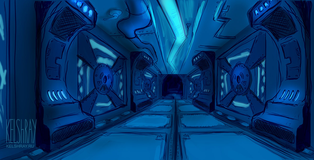 sci-fi corridor room concept art technic videogame background cosmos Shooter